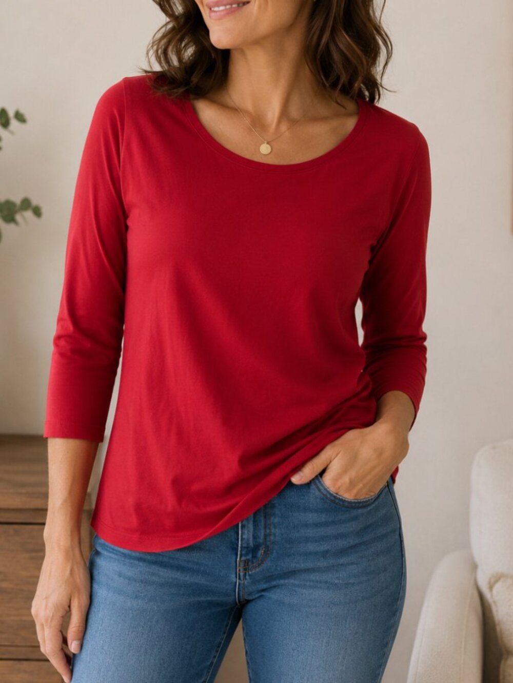 Northern Reflections Red Cotton Long Sleeve Shirt | Size Medium